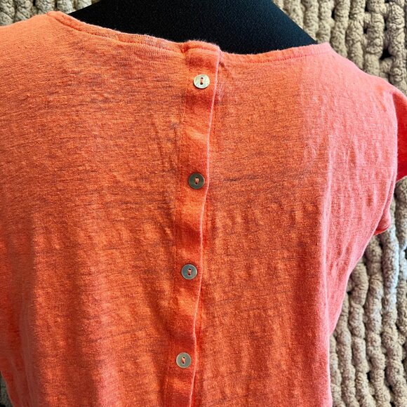 Tahari Coral 100% Linen Cap Sleeve Top Size Large - Picture 7 of 10